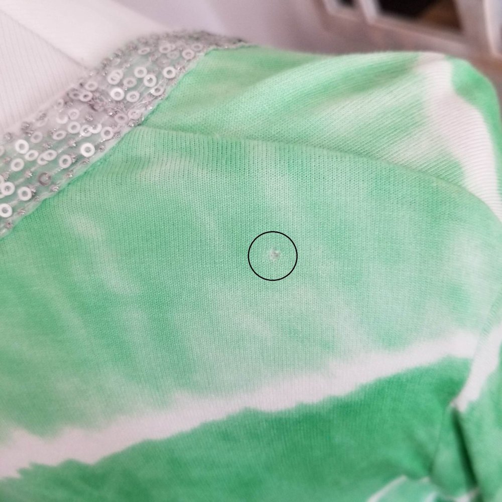 INC International Concepts Top Tunic Green & White Tie Dye Sequins Size 0X - Picture 10 of 12